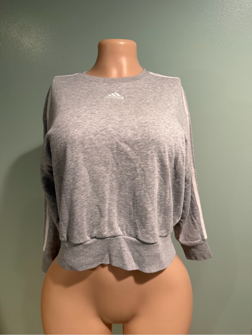 adidas Light Gray Cropped Crewneck Sweatshirt